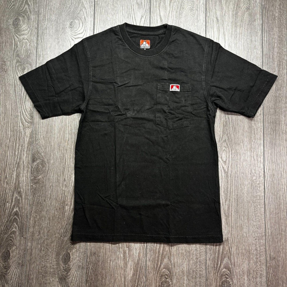 Ben Davis Shirt Mens Small Black Short Sleeve Pocket Workwear Logo Crewneck